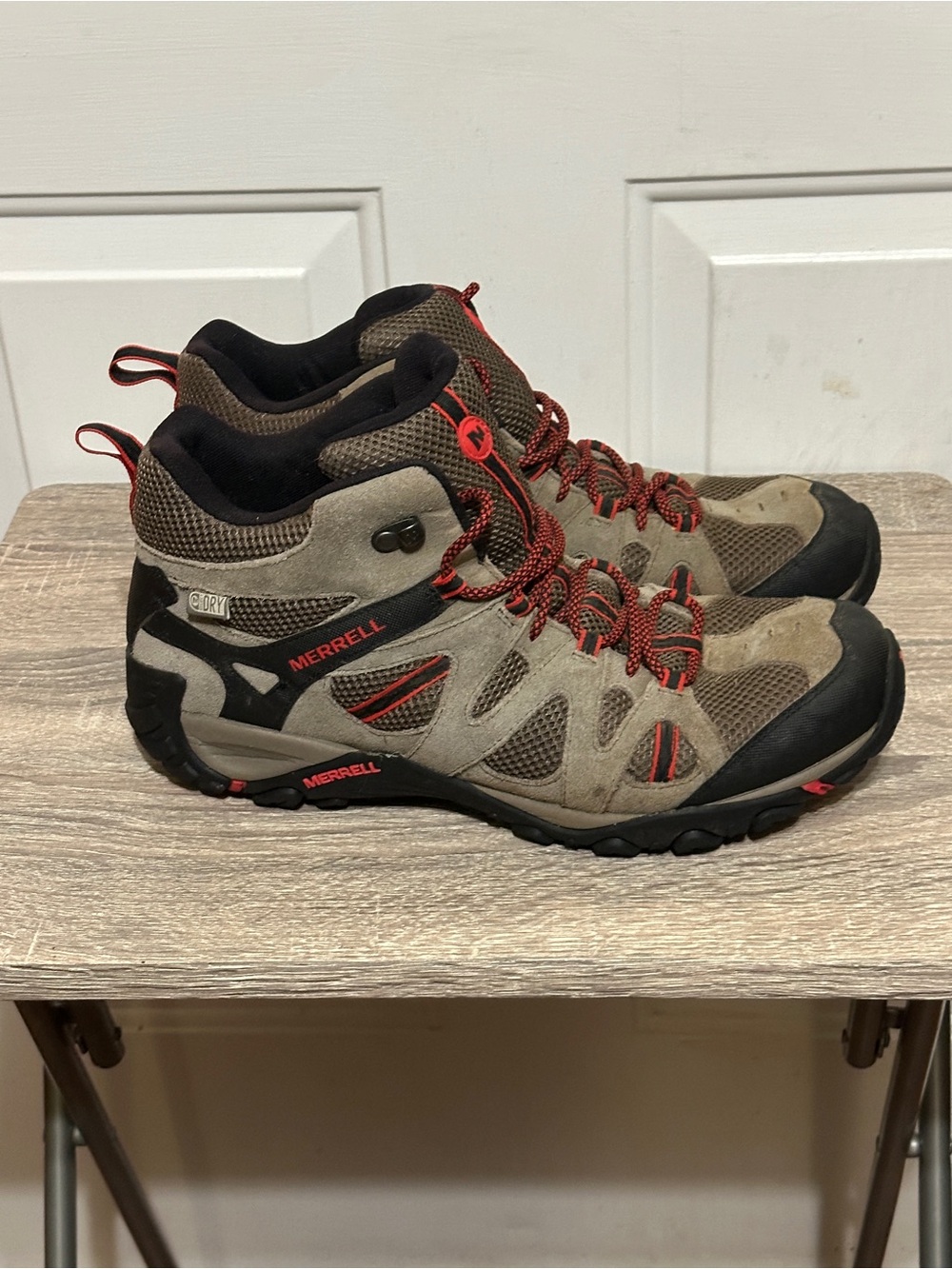 Merrell Deverta 2 Hiking Boots Mens 12 Brown Waterproof Vent Trails Outdoor